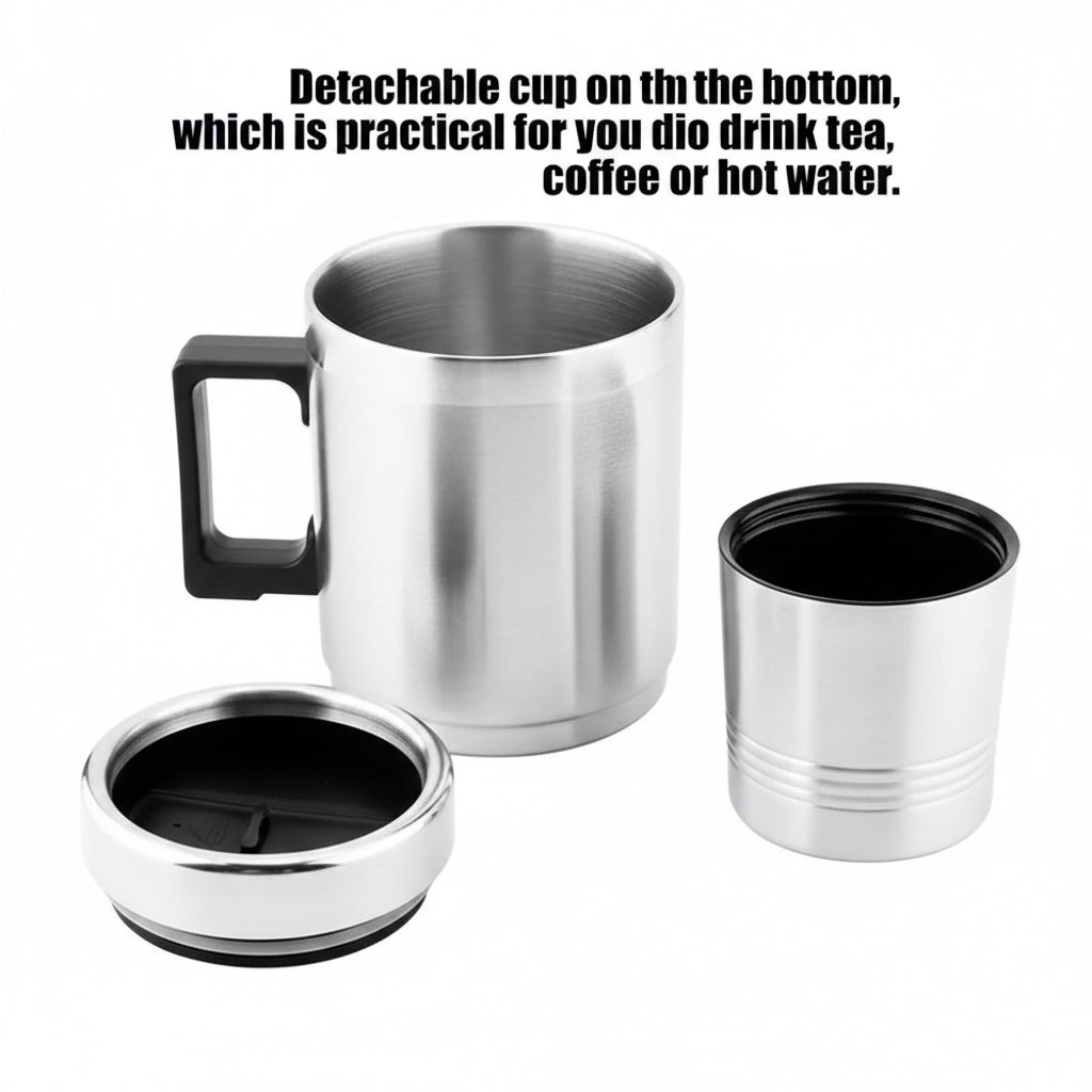 SEAMETAL 12V 24V 300ML Car Heating Cup Stainless Steel Electric Kettle Water Coffee Milk Thermal Mug for Car Winter Accessories