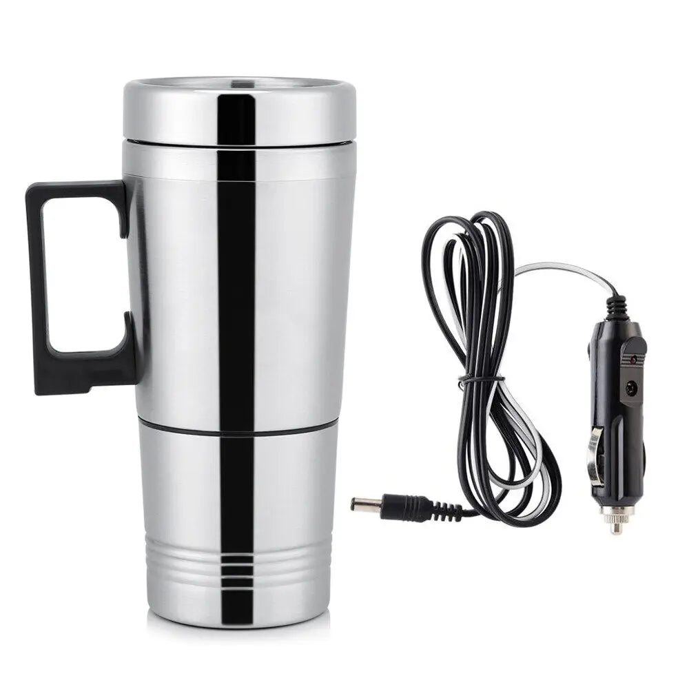 SEAMETAL 12V 24V 300ML Car Heating Cup Stainless Steel Electric Kettle Water Coffee Milk Thermal Mug for Car Winter Accessories