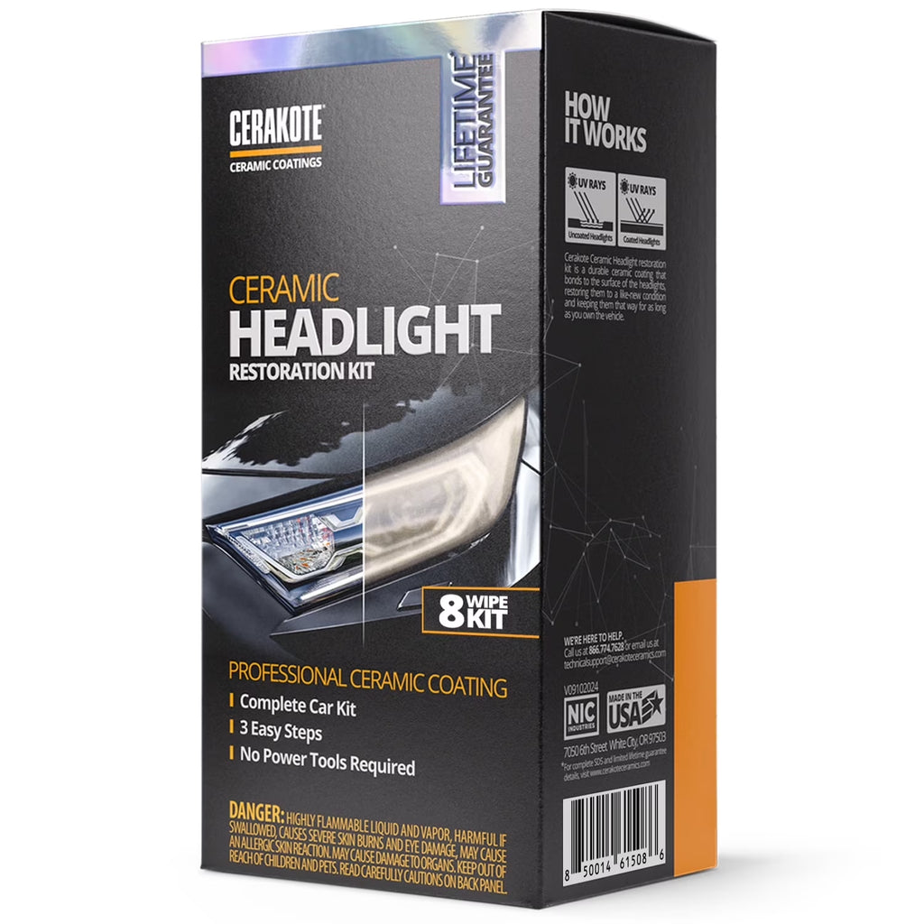 Ceramic Headlight Restoration Kit, Quick & Easy 3-Step Headlight Restorer, 8-Wipe Kit