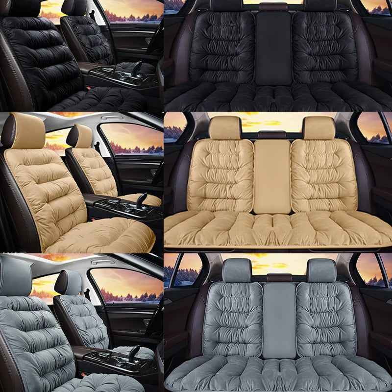 Winter Car Seat Cover with Back Pad Warm Auto Seat Cushion Front Chair Protector Universal for Suv Pick-Up Truck Sedan